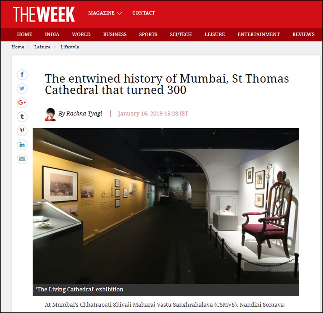 The entwined history of Mumbai, St Thomas Cathedral that turned 300, The week - January 2019